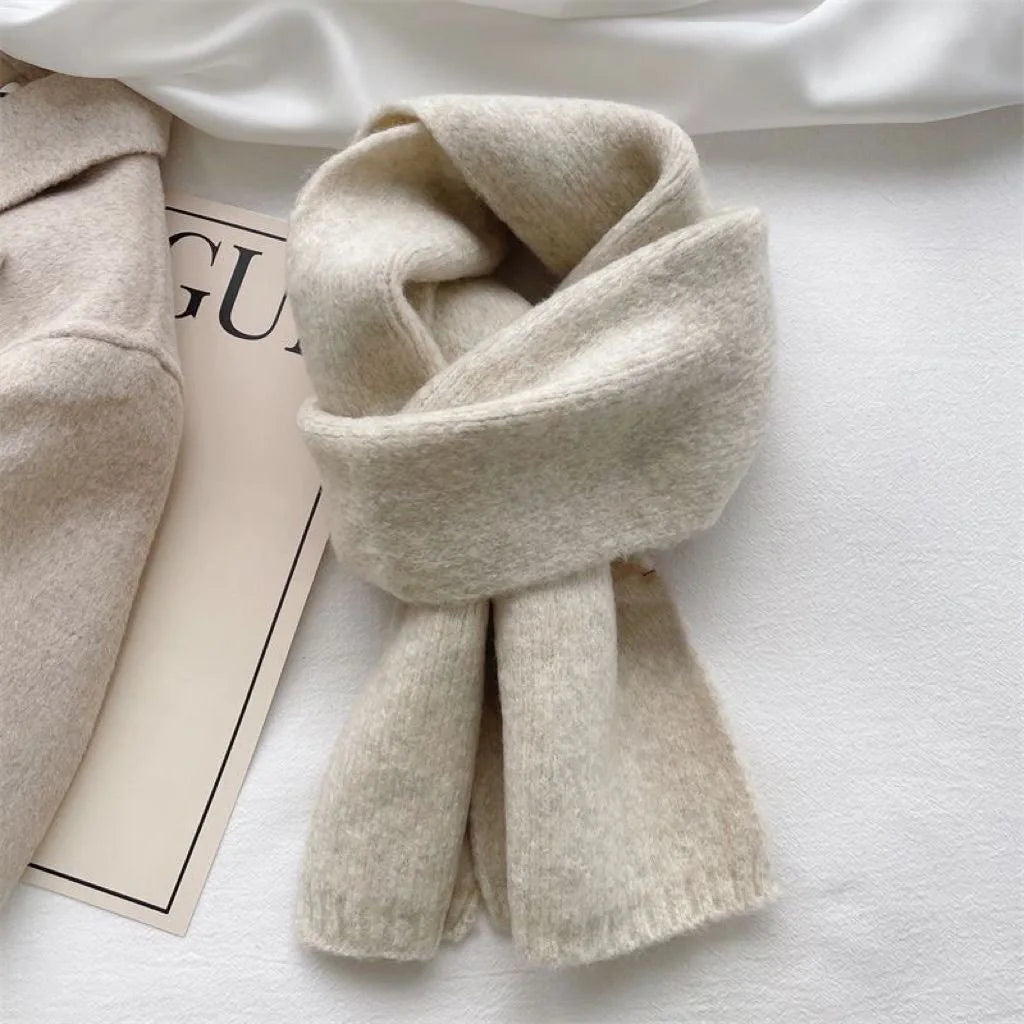Warm Thick Knitting Scarf for Women - Solid Color Thermal Neck Wrap - ZOOMNSTORE