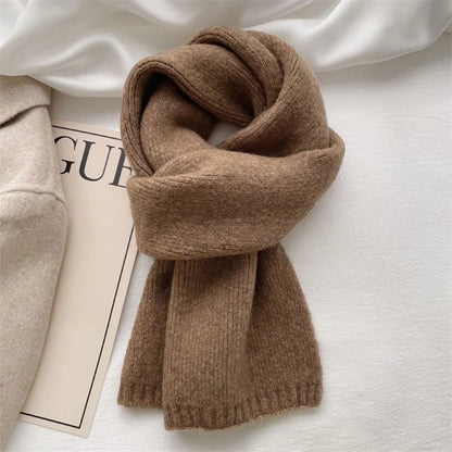 Warm Thick Knitting Scarf for Women - Solid Color Thermal Neck Wrap - ZOOMNSTORE