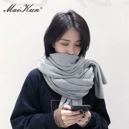 Warm Winter Scarf - Thick Cozy Black Imitation Cashmere Ladies Fashion Wrap - ZOOMNSTORE