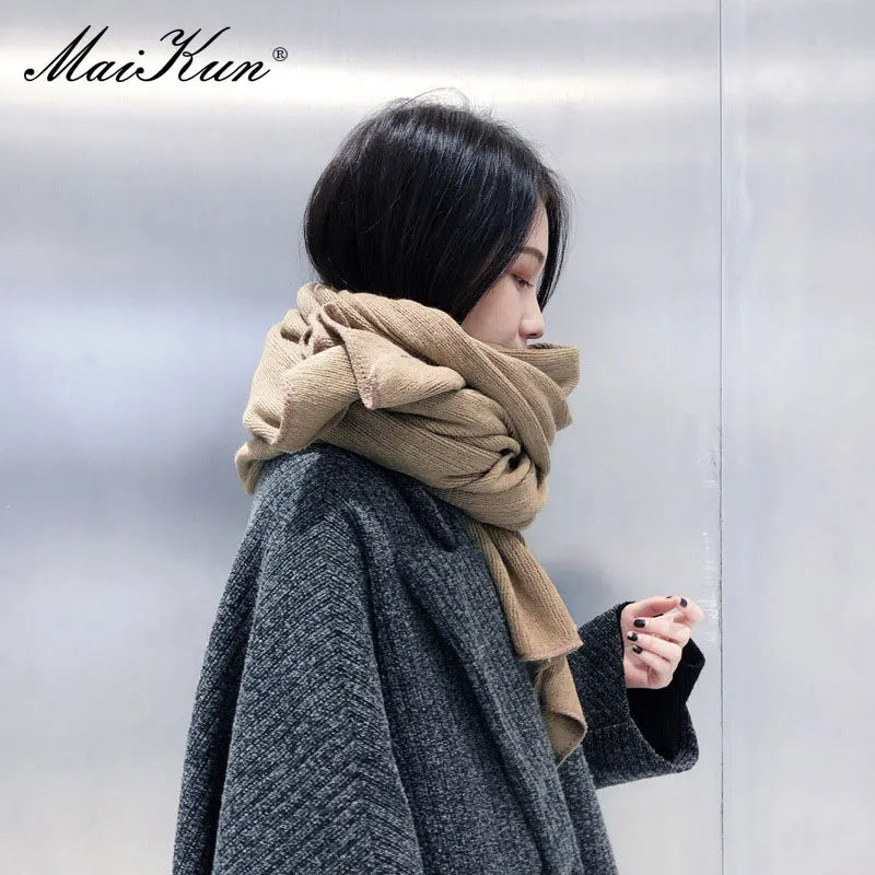 Warm Winter Scarf - Thick Cozy Black Imitation Cashmere Ladies Fashion Wrap - ZOOMNSTORE