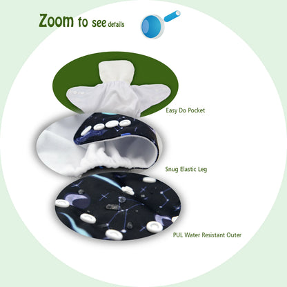Washable Baby Cloth Diaper – Adjustable Unisex Baby Nappy with Insert | Breathable Waterproof - ZOOMNSTORE