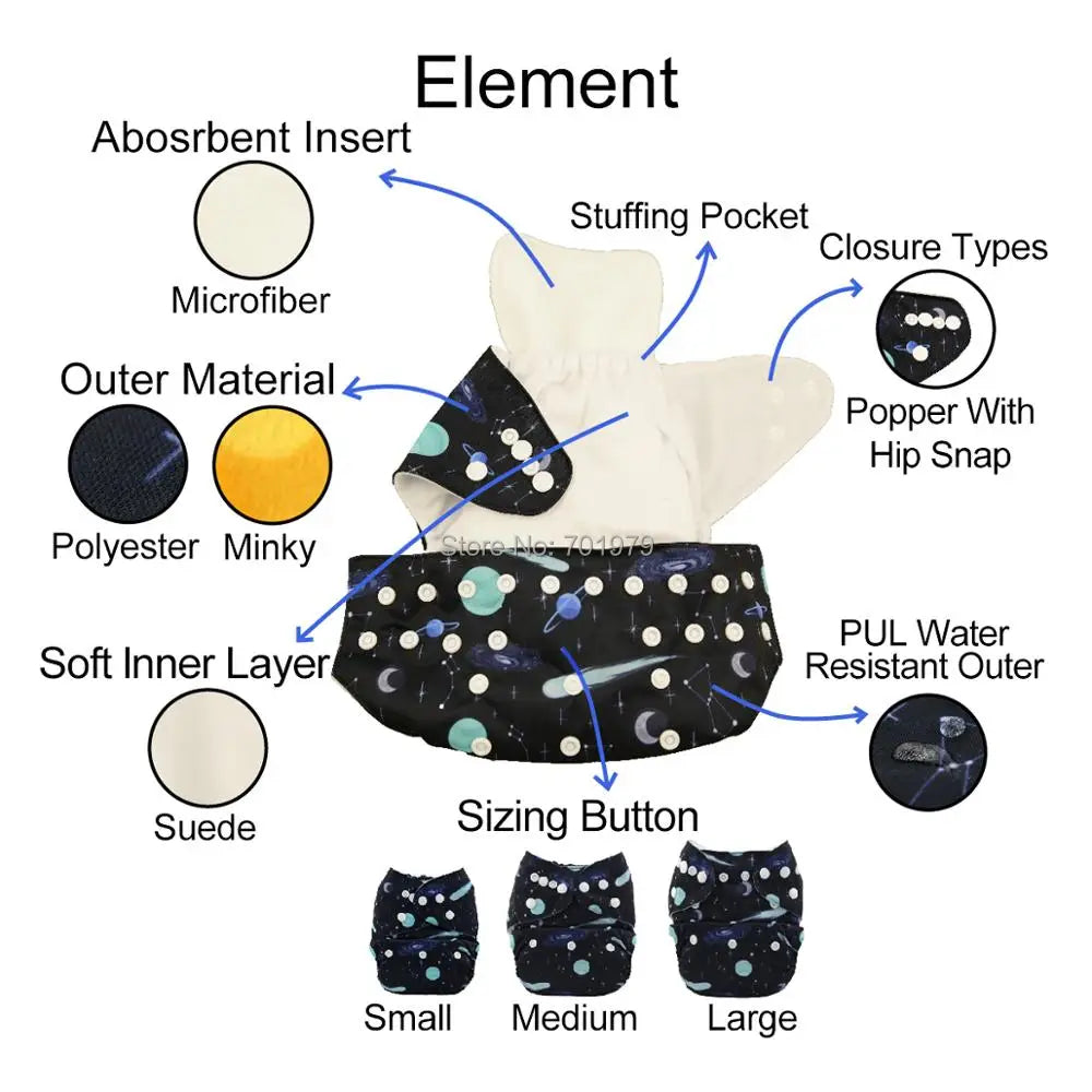 Washable Baby Cloth Diaper – Adjustable Unisex Baby Nappy with Insert | Breathable Waterproof - ZOOMNSTORE