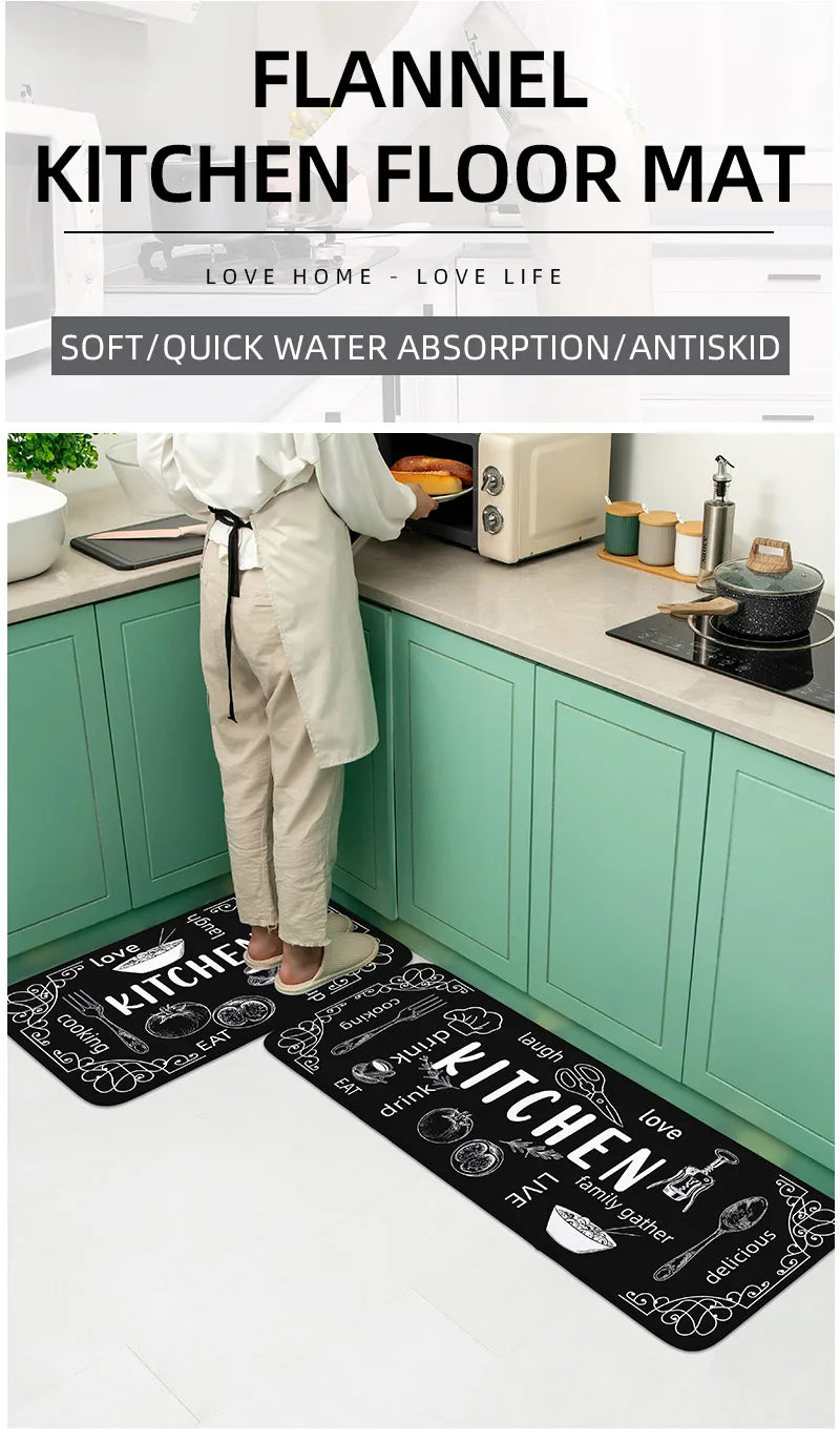 Washable Kitchen Mat - Anti Slip Floor Mat | Absorbent Polyester Rug for Indoor & Bathroom Use - ZOOMNSTORE