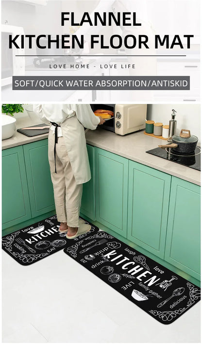 Washable Kitchen Mat - Anti Slip Floor Mat | Absorbent Polyester Rug for Indoor & Bathroom Use - ZOOMNSTORE