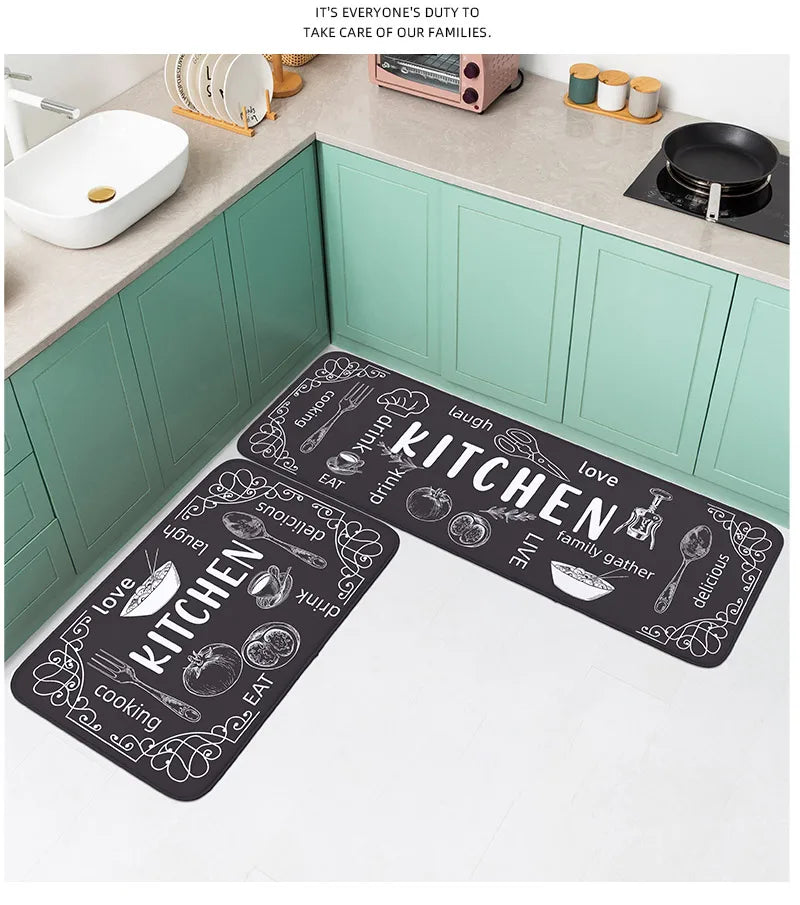 Washable Kitchen Mat - Anti Slip Floor Mat | Absorbent Polyester Rug for Indoor & Bathroom Use - ZOOMNSTORE