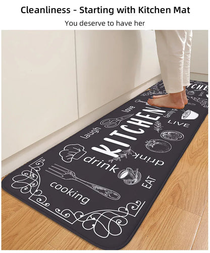 Washable Kitchen Mat - Anti Slip Floor Mat | Absorbent Polyester Rug for Indoor & Bathroom Use - ZOOMNSTORE