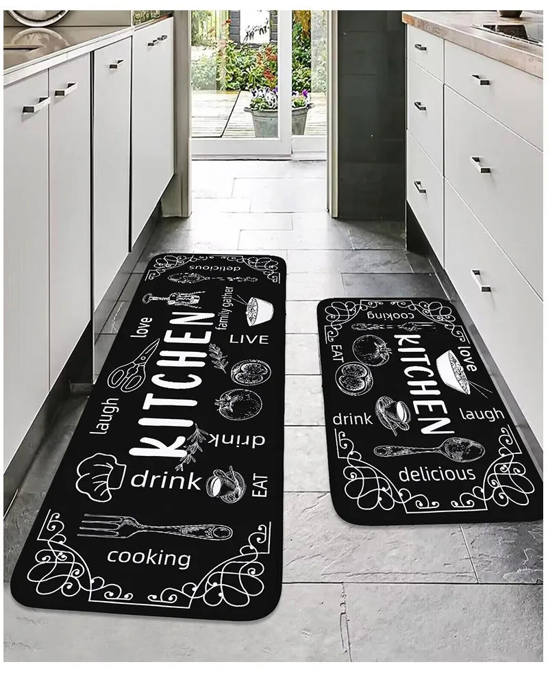Washable Kitchen Mat - Anti Slip Floor Mat | Absorbent Polyester Rug for Indoor & Bathroom Use - ZOOMNSTORE