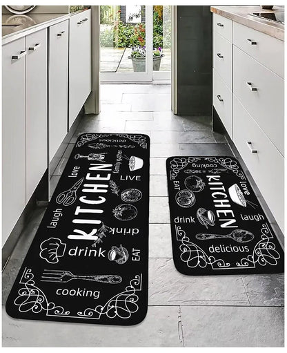 Washable Kitchen Mat - Anti Slip Floor Mat | Absorbent Polyester Rug for Indoor & Bathroom Use - ZOOMNSTORE