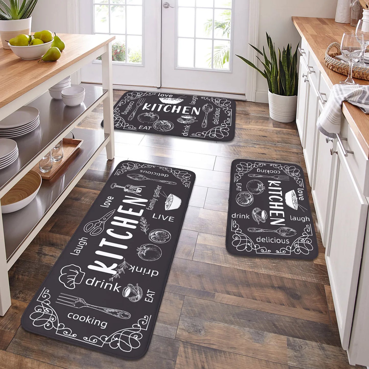 Washable Kitchen Mat - Anti Slip Floor Mat | Absorbent Polyester Rug for Indoor & Bathroom Use - ZOOMNSTORE