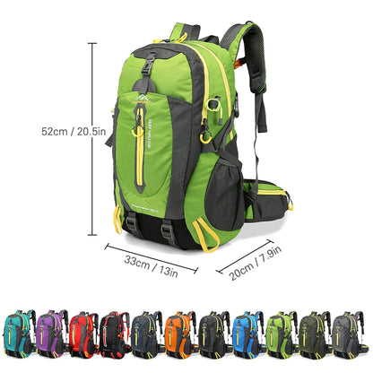 40L Water Resistant Backpack - Travel Hiking Camping Laptop Daypack for Men  Women - ZOOMNSTORE