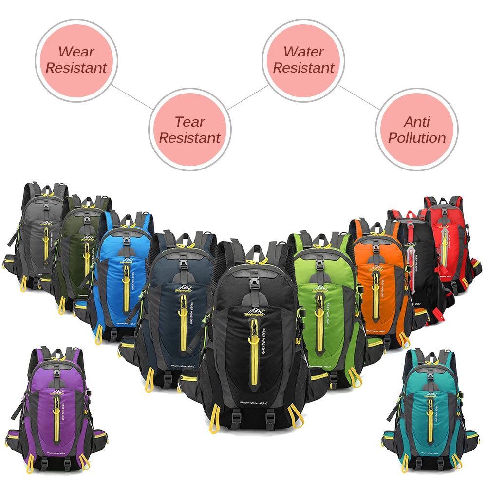 40L Water Resistant Backpack - Travel Hiking Camping Laptop Daypack for Men  Women - ZOOMNSTORE