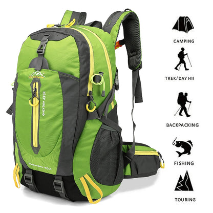 40L Water Resistant Backpack - Travel Hiking Camping Laptop Daypack for Men  Women - ZOOMNSTORE