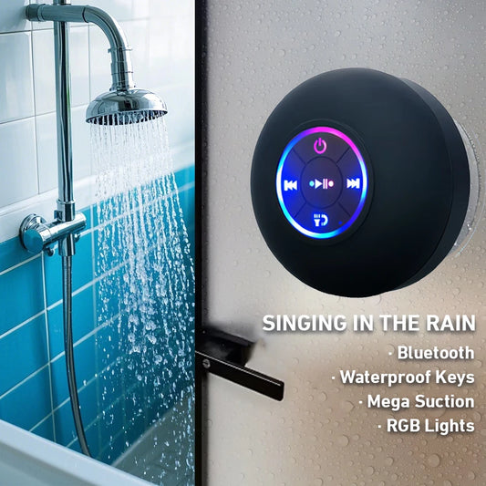 Waterproof Bluetooth Speaker - Compact Portable Speaker with Strong Suction, RGB Lighting & Mic - ZOOMNSTORE