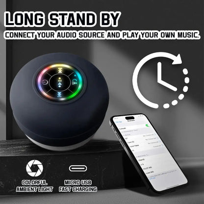 Waterproof Bluetooth Speaker - Compact Portable Speaker with Strong Suction, RGB Lighting & Mic - ZOOMNSTORE