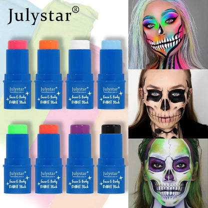 Halloween Face Body Painting Stick Cream Waterproof UV Light Neon Green Purple Pink Black White Paint Party Art Makeup - ZOOMNSTORE