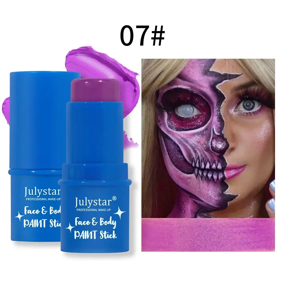 Halloween Face Body Painting Stick Cream Waterproof UV Light Neon Green Purple Pink Black White Paint Party Art Makeup - ZOOMNSTORE