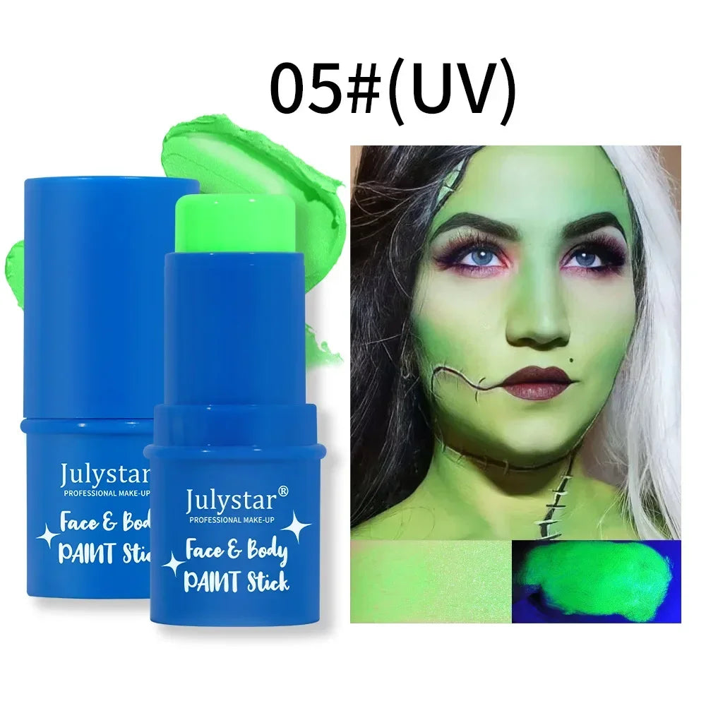 Halloween Face Body Painting Stick Cream Waterproof UV Light Neon Green Purple Pink Black White Paint Party Art Makeup - ZOOMNSTORE