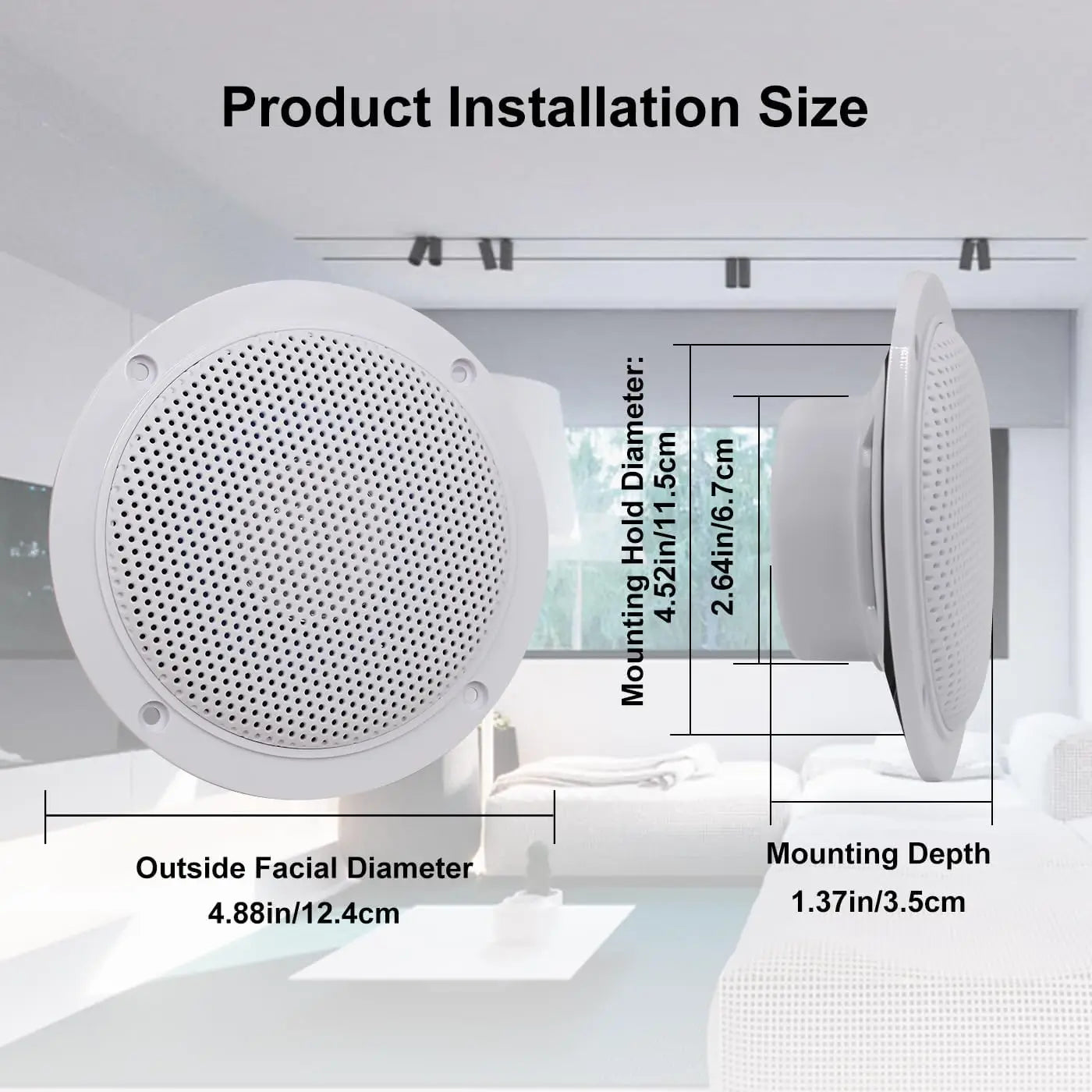 Waterproof Ceiling Speaker - 4 Inch Marine Grade Bluetooth Ceiling Speaker with Digital Class Amplifier - ZOOMNSTORE