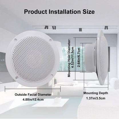 Waterproof Ceiling Speaker - 4 Inch Marine Grade Bluetooth Ceiling Speaker with Digital Class Amplifier - ZOOMNSTORE
