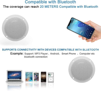 Waterproof Ceiling Speaker - 4 Inch Marine Grade Bluetooth Ceiling Speaker with Digital Class Amplifier - ZOOMNSTORE