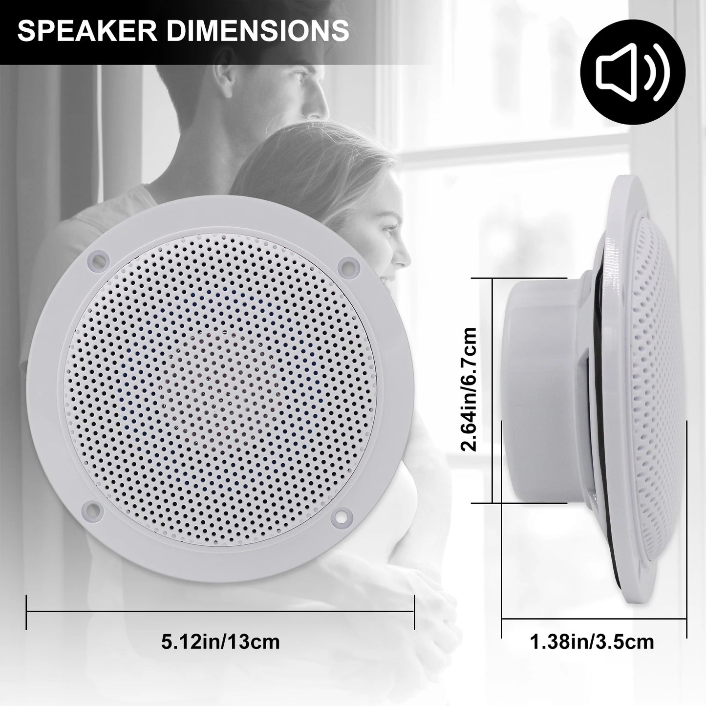 Waterproof Ceiling Speaker - 4 Inch Marine Grade Bluetooth Ceiling Speaker with Digital Class Amplifier - ZOOMNSTORE