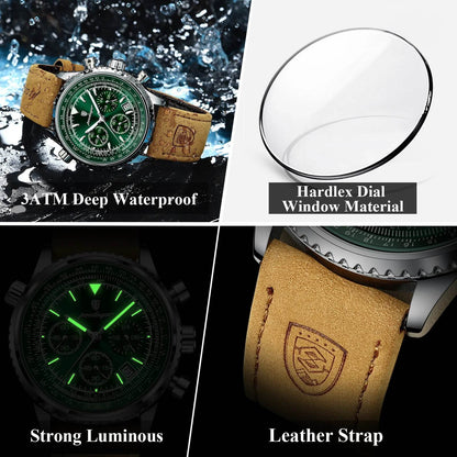 POEDAGAR Luxury Man Watch Quartz Waterproof Luminous Date Chronograph Leather Men Wristwatch Military Sports Men's Watches Reloj - ZOOMNSTORE