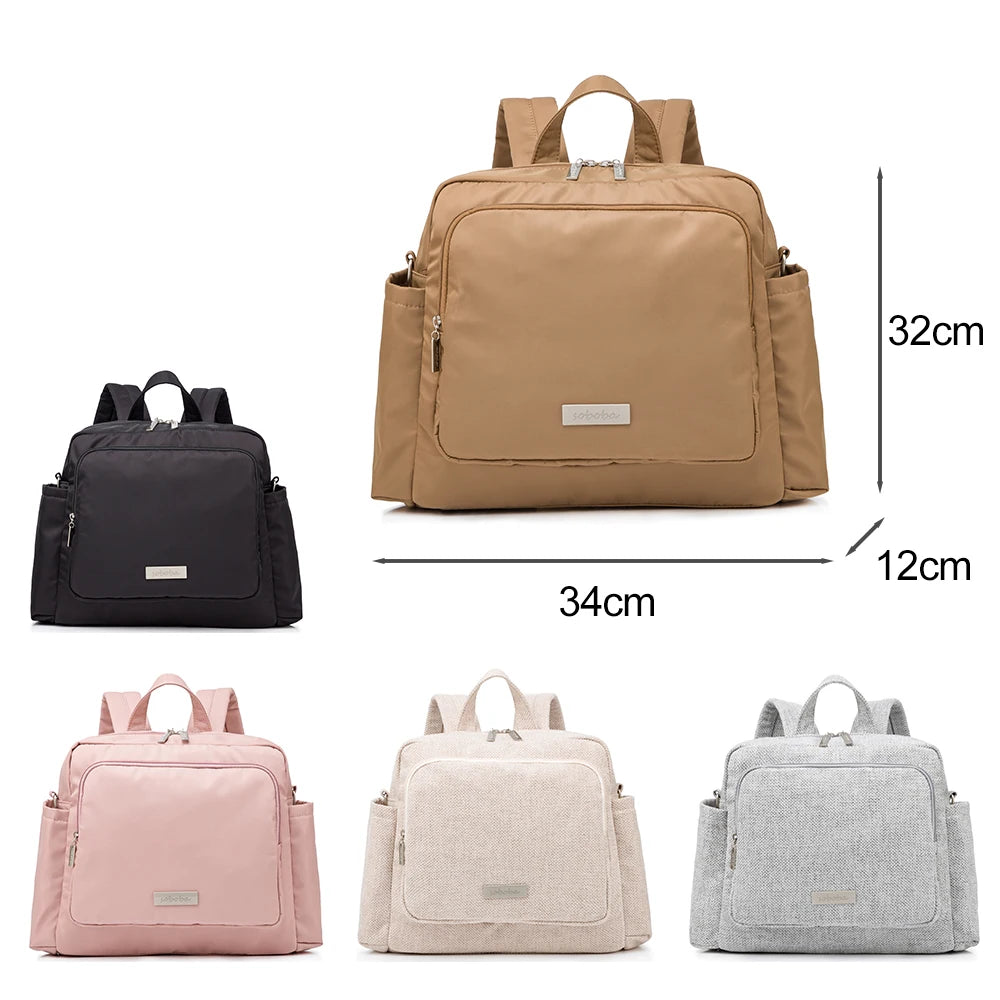 Soboba 2023 New Diaper Bags for Mother Waterproof Large Capacity Solid Polyester Diaper Backpacks Travel Bag for Newborn Baby - ZOOMNSTORE