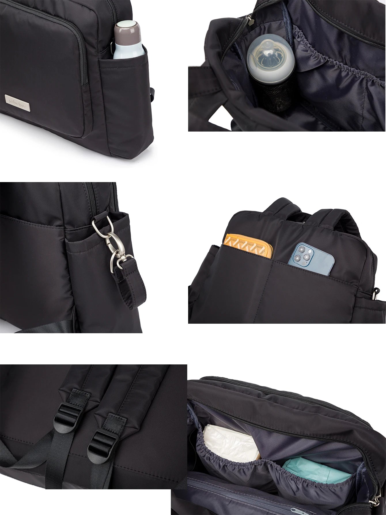 Soboba 2023 New Diaper Bags for Mother Waterproof Large Capacity Solid Polyester Diaper Backpacks Travel Bag for Newborn Baby - ZOOMNSTORE