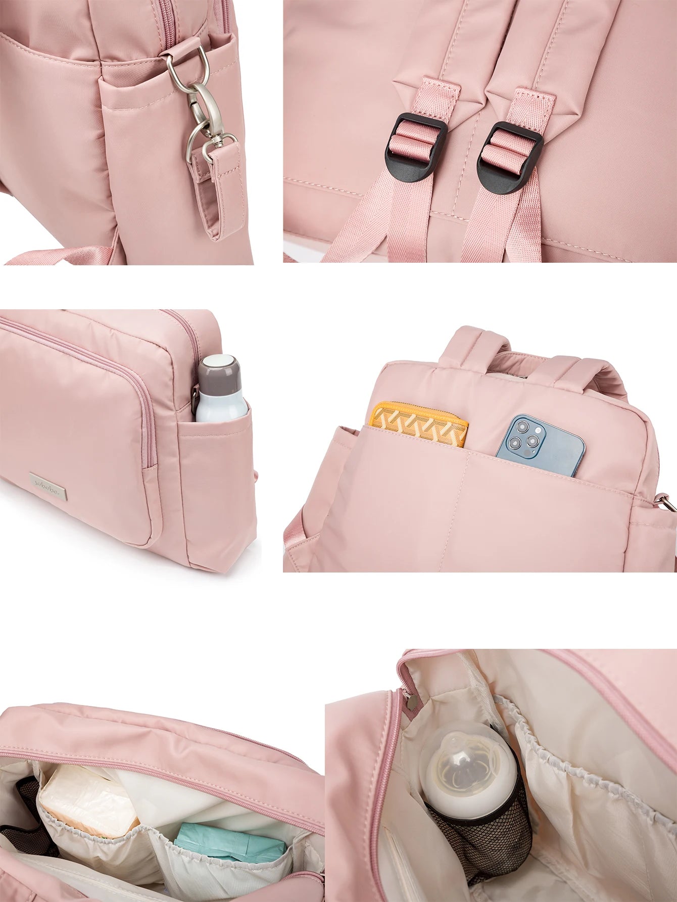 Soboba 2023 New Diaper Bags for Mother Waterproof Large Capacity Solid Polyester Diaper Backpacks Travel Bag for Newborn Baby - ZOOMNSTORE