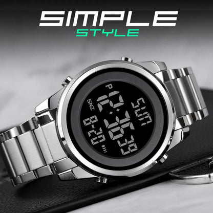 Waterproof Digital Watch - SKMEI Men's Stainless Steel Sports Chronograph Wristwatch - ZOOMNSTORE