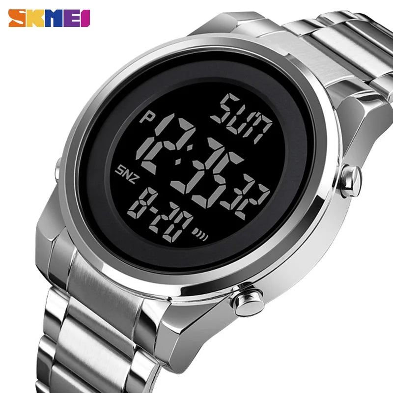 Waterproof Digital Watch - SKMEI Men's Stainless Steel Sports Chronograph Wristwatch - ZOOMNSTORE