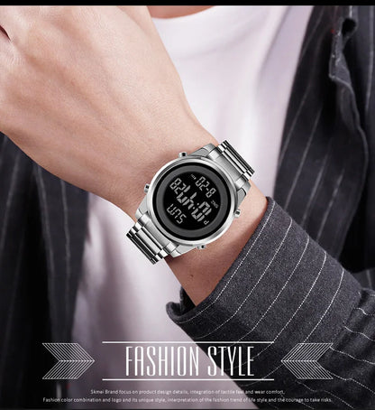 Waterproof Digital Watch - SKMEI Men's Stainless Steel Sports Chronograph Wristwatch - ZOOMNSTORE