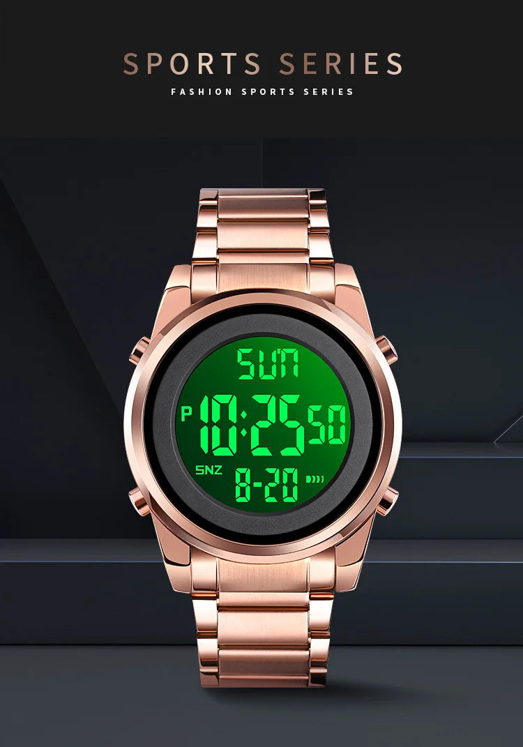 Waterproof Digital Watch - SKMEI Men's Stainless Steel Sports Chronograph Wristwatch - ZOOMNSTORE
