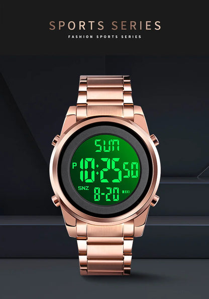 Waterproof Digital Watch - SKMEI Men's Stainless Steel Sports Chronograph Wristwatch - ZOOMNSTORE