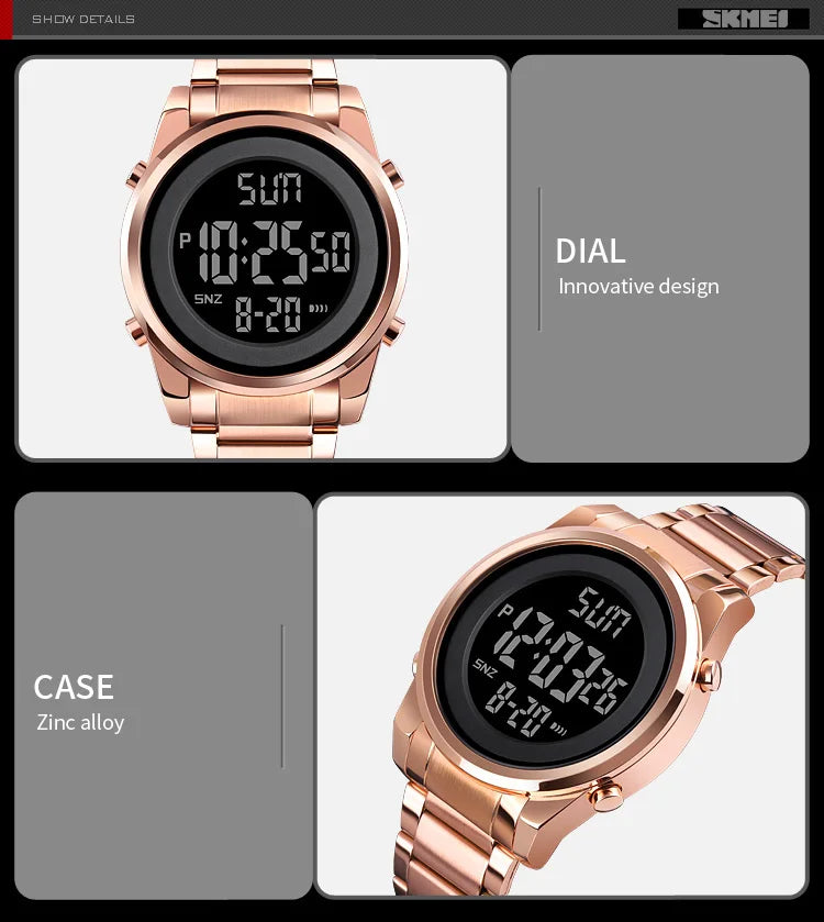 Waterproof Digital Watch - SKMEI Men's Stainless Steel Sports Chronograph Wristwatch - ZOOMNSTORE