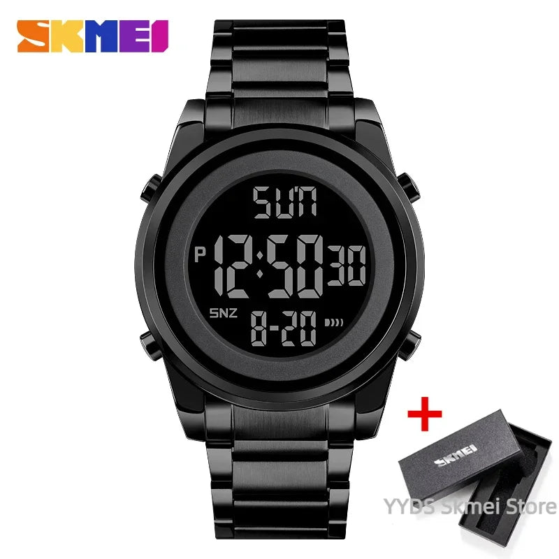 Waterproof Digital Watch - SKMEI Men's Stainless Steel Sports Chronograph Wristwatch - ZOOMNSTORE
