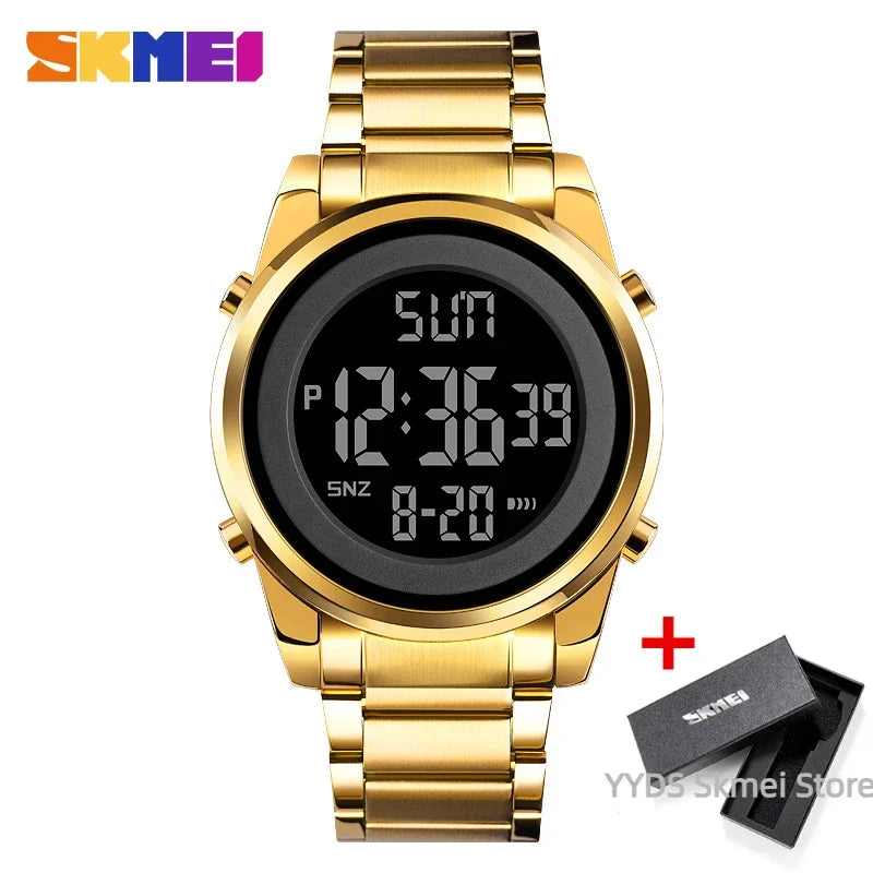 Waterproof Digital Watch - SKMEI Men's Stainless Steel Sports Chronograph Wristwatch - ZOOMNSTORE