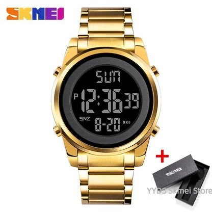 Waterproof Digital Watch - SKMEI Men's Stainless Steel Sports Chronograph Wristwatch - ZOOMNSTORE