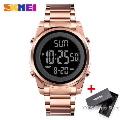 Waterproof Digital Watch - SKMEI Men's Stainless Steel Sports Chronograph Wristwatch - ZOOMNSTORE