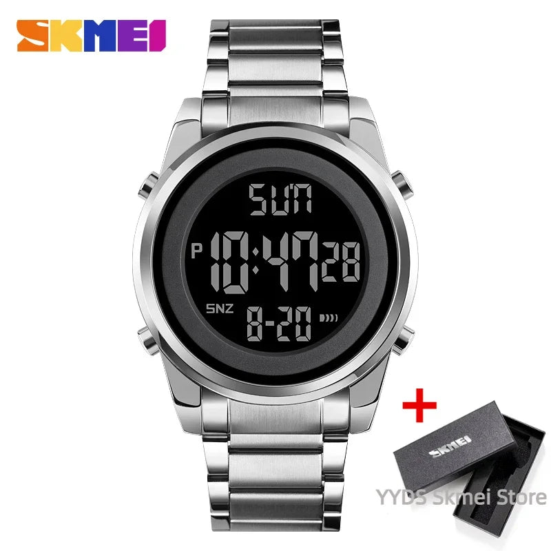 Waterproof Digital Watch - SKMEI Men's Stainless Steel Sports Chronograph Wristwatch - ZOOMNSTORE