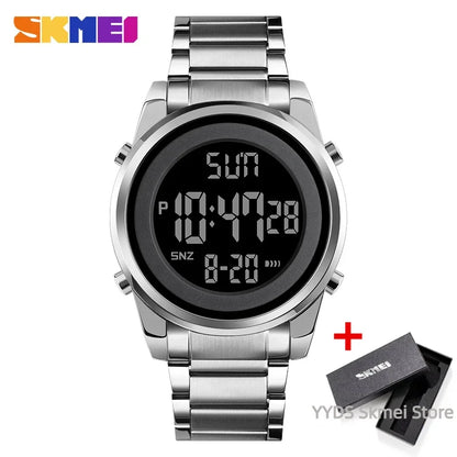 Waterproof Digital Watch - SKMEI Men's Stainless Steel Sports Chronograph Wristwatch - ZOOMNSTORE