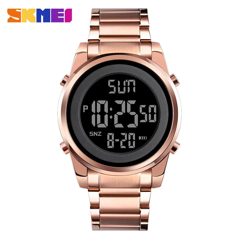 Waterproof Digital Watch - SKMEI Men's Stainless Steel Sports Chronograph Wristwatch - ZOOMNSTORE