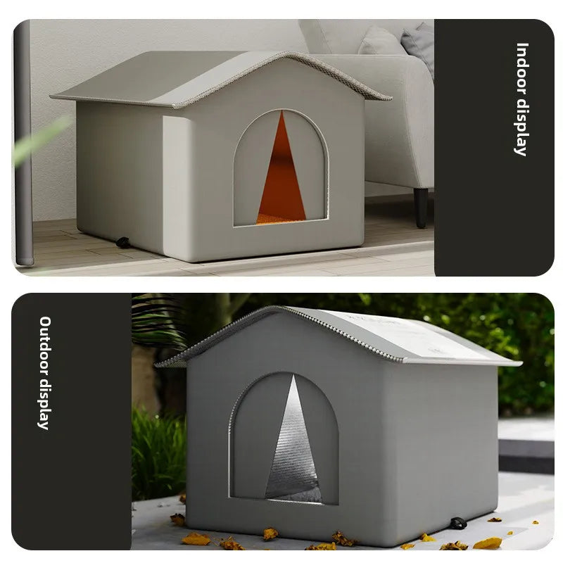 Stray Cat dog House Waterproof Outdoor Winter Warm Pet Cave Sleeping Beds Home Foldable Washable for Small Dog Puppy Supplies - ZOOMNSTORE