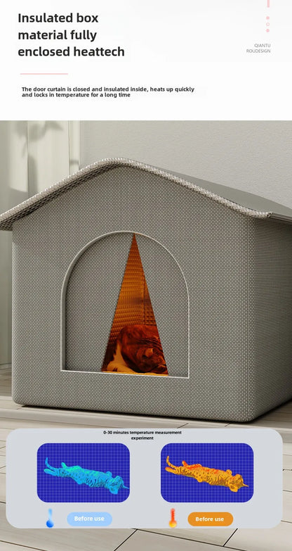 Stray Cat dog House Waterproof Outdoor Winter Warm Pet Cave Sleeping Beds Home Foldable Washable for Small Dog Puppy Supplies - ZOOMNSTORE