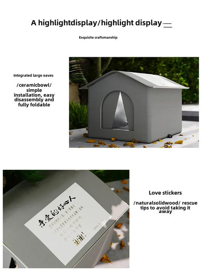 Stray Cat dog House Waterproof Outdoor Winter Warm Pet Cave Sleeping Beds Home Foldable Washable for Small Dog Puppy Supplies - ZOOMNSTORE