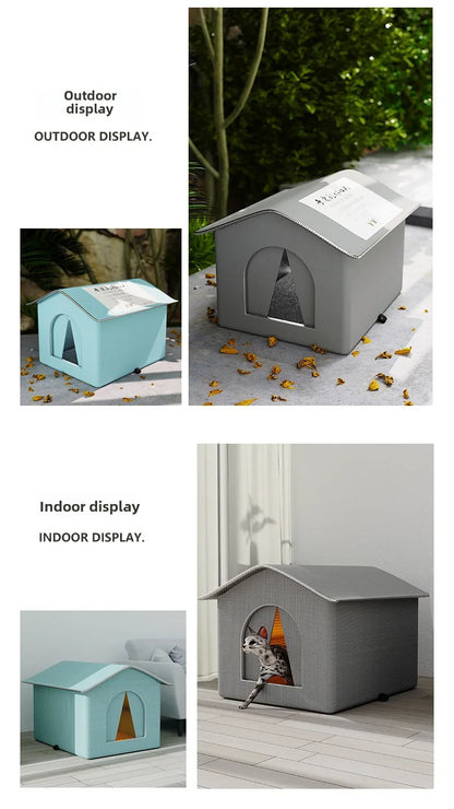 Stray Cat dog House Waterproof Outdoor Winter Warm Pet Cave Sleeping Beds Home Foldable Washable for Small Dog Puppy Supplies - ZOOMNSTORE
