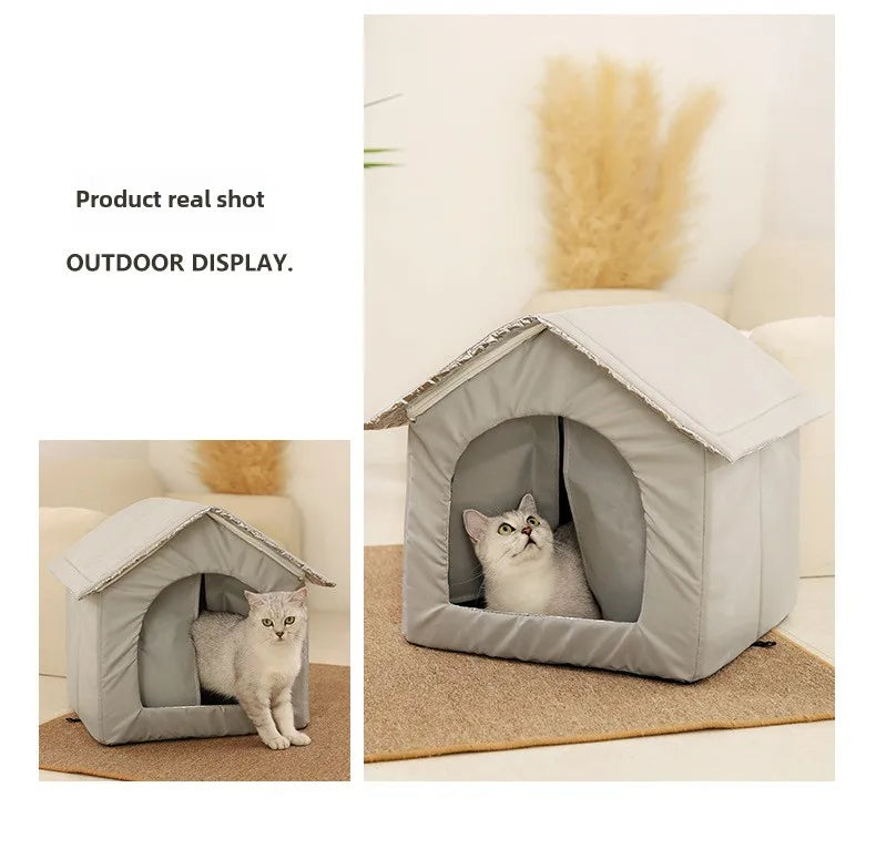 Stray Cat dog House Waterproof Outdoor Winter Warm Pet Cave Sleeping Beds Home Foldable Washable for Small Dog Puppy Supplies - ZOOMNSTORE