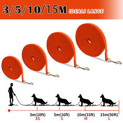 Waterproof Dog Leash - Easy Clean PVC Training Lead for Small to Large Dogs 3m 5m 10m 15m - ZOOMNSTORE