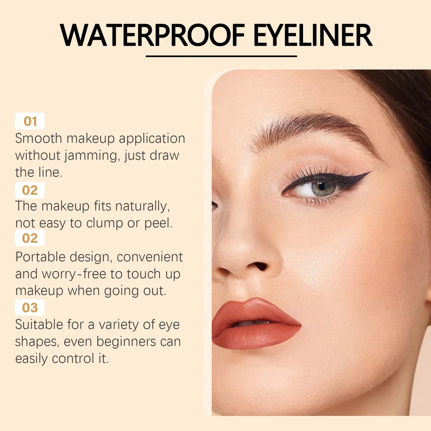Waterproof Eyeliner Pen - Long Lasting, Smudge Proof, Quick Drying Eye Makeup Pencil - ZOOMNSTORE