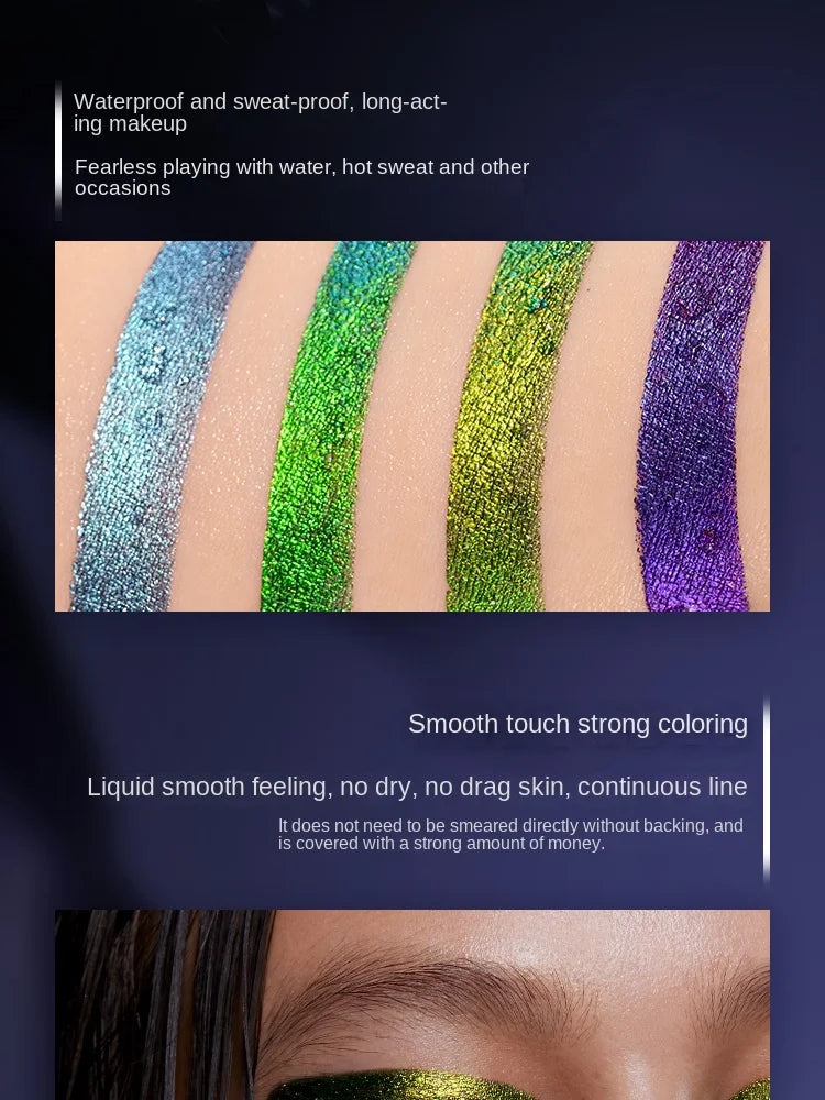 Waterproof Gel Eyeliner – Long Wear Chameleon Color Metallic Glitter Eye Pen - ZOOMNSTORE